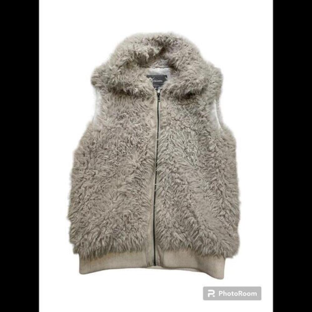Women’s Johnston & Murphy Faux Fur Furry Vest Beige Size M